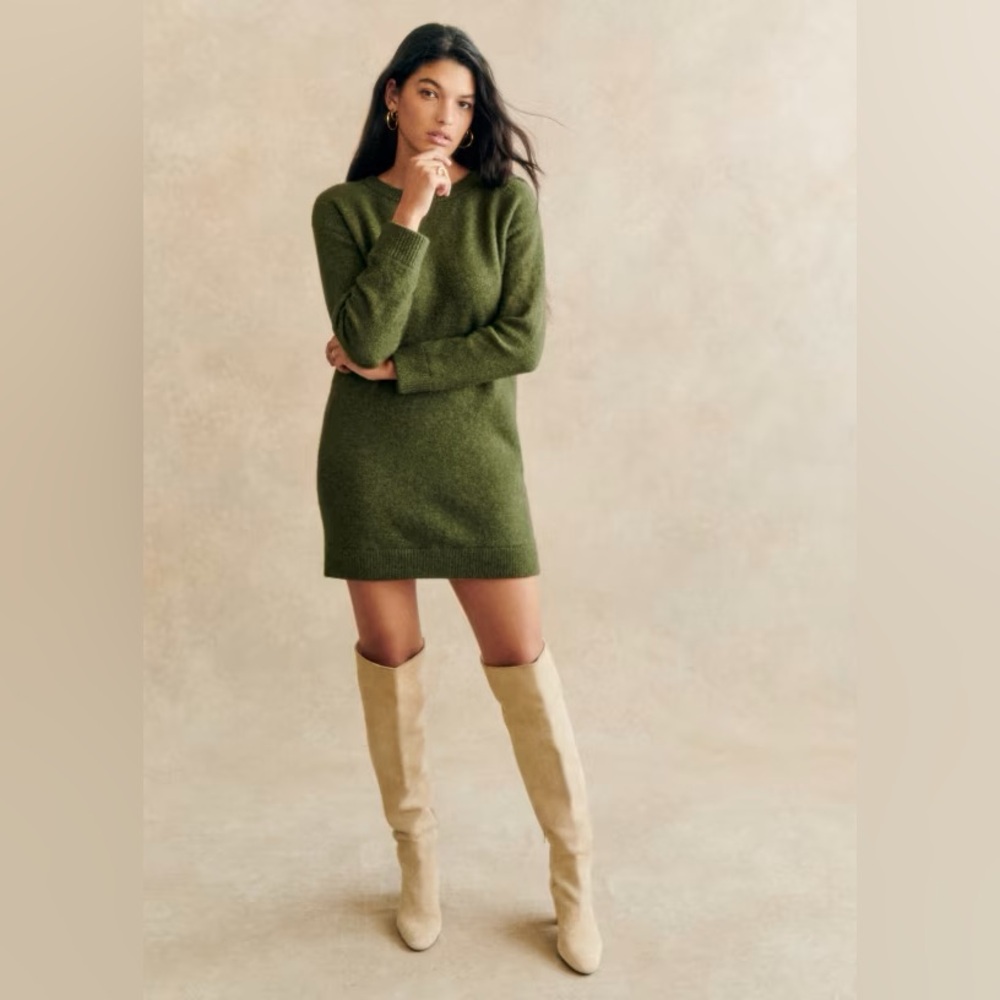 Sezane Olive Green FREJA Sweater Dress - Picture 2 of 7